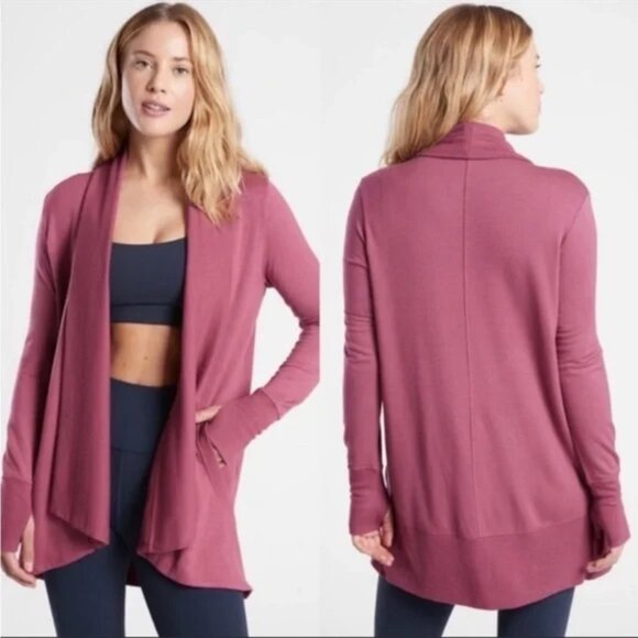 Athleta Sweaters - ATHLETA Pranayama Restore Wrap Cardigan in Victorian Berry Lounge - Size M